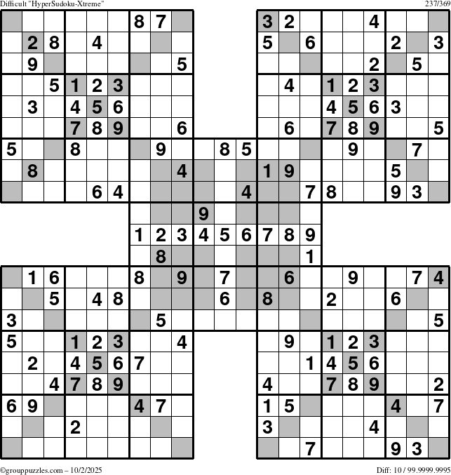 The grouppuzzles.com Difficult cover-HyperXtreme puzzle for Thursday October 2, 2025