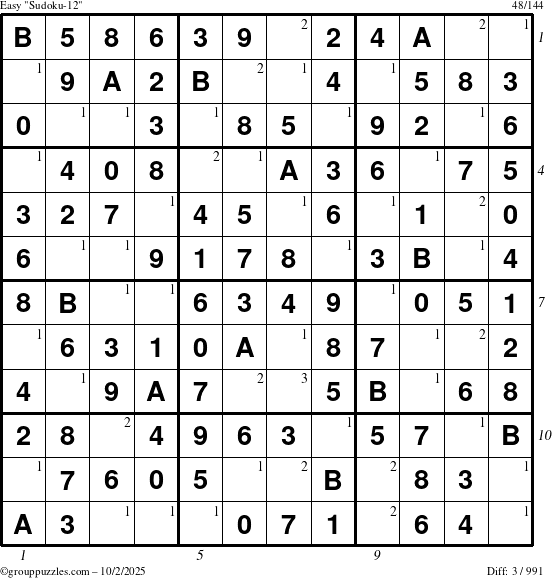 The grouppuzzles.com Easy Sudoku-12 puzzle for Thursday October 2, 2025 with all 3 steps marked