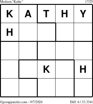 The grouppuzzles.com Medium Kathy puzzle for Monday September 7, 2026