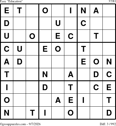 The grouppuzzles.com Easy Education-c1 puzzle for Monday September 7, 2026