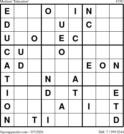 The grouppuzzles.com Medium Education-c1 puzzle for Monday September 7, 2026
