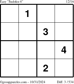 The grouppuzzles.com Easy Sudoku-4 puzzle for Thursday October 31, 2024