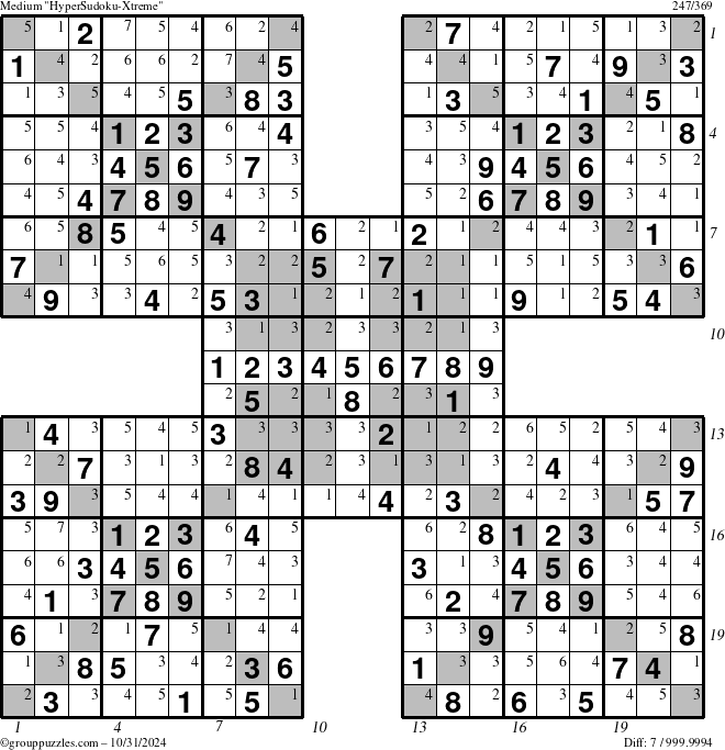 The grouppuzzles.com Medium cover-HyperXtreme puzzle for Thursday October 31, 2024 with all 7 steps marked