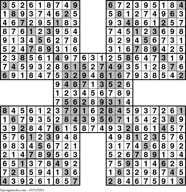 The grouppuzzles.com Answer grid for the cover-HyperXtreme puzzle for Thursday October 31, 2024