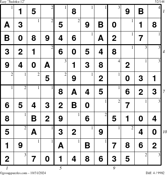 The grouppuzzles.com Easy Sudoku-12 puzzle for Thursday October 31, 2024 with all 4 steps marked