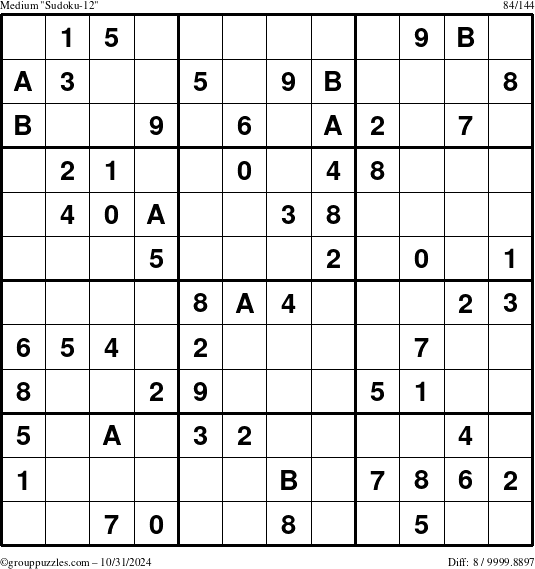 The grouppuzzles.com Medium Sudoku-12 puzzle for Thursday October 31, 2024