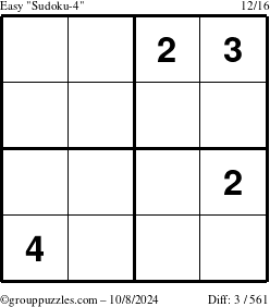 The grouppuzzles.com Easy Sudoku-4 puzzle for Tuesday October 8, 2024