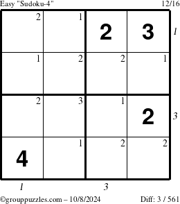 The grouppuzzles.com Easy Sudoku-4 puzzle for Tuesday October 8, 2024 with all 3 steps marked