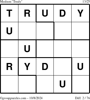 The grouppuzzles.com Medium Trudy puzzle for Tuesday October 8, 2024