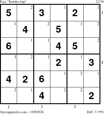 The grouppuzzles.com Easy Sudoku-6up puzzle for Tuesday October 8, 2024 with all 3 steps marked