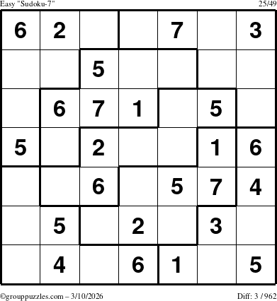 The grouppuzzles.com Easy Sudoku-7 puzzle for Tuesday March 10, 2026