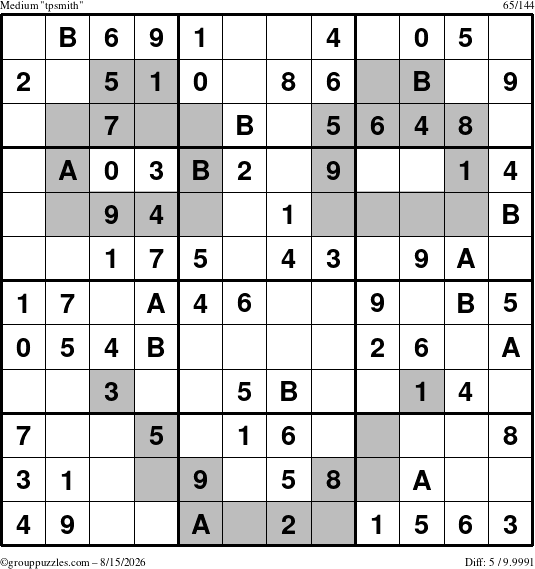 The grouppuzzles.com Medium tpsmith puzzle for Saturday August 15, 2026