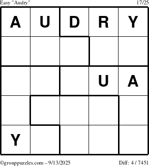 The grouppuzzles.com Easy Audry puzzle for Saturday September 13, 2025