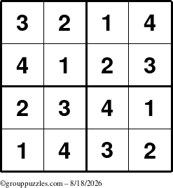 The grouppuzzles.com Answer grid for the Sudoku-4 puzzle for Tuesday August 18, 2026