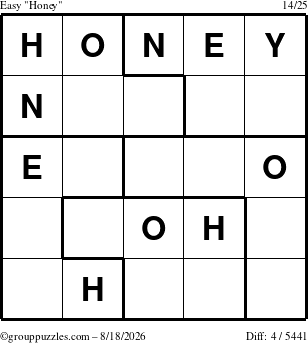 The grouppuzzles.com Easy Honey puzzle for Tuesday August 18, 2026