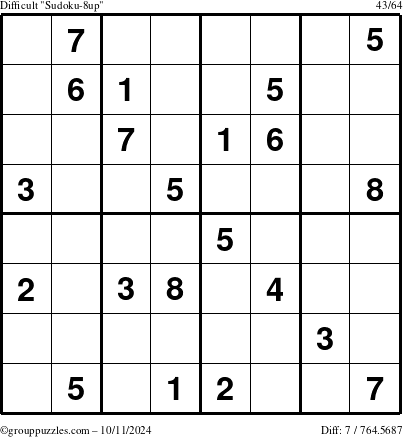 The grouppuzzles.com Difficult Sudoku-8up puzzle for Friday October 11, 2024