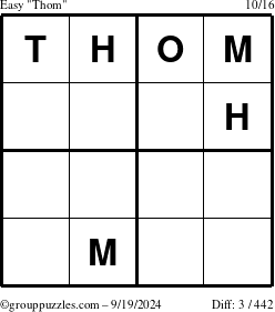 The grouppuzzles.com Easy Thom puzzle for Thursday September 19, 2024