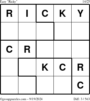 The grouppuzzles.com Easy Ricky puzzle for Thursday September 19, 2024