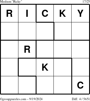 The grouppuzzles.com Medium Ricky puzzle for Thursday September 19, 2024