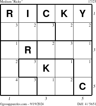 The grouppuzzles.com Medium Ricky puzzle for Thursday September 19, 2024 with all 4 steps marked