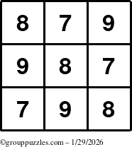 The grouppuzzles.com Answer grid for the TicTac-789 puzzle for Thursday January 29, 2026