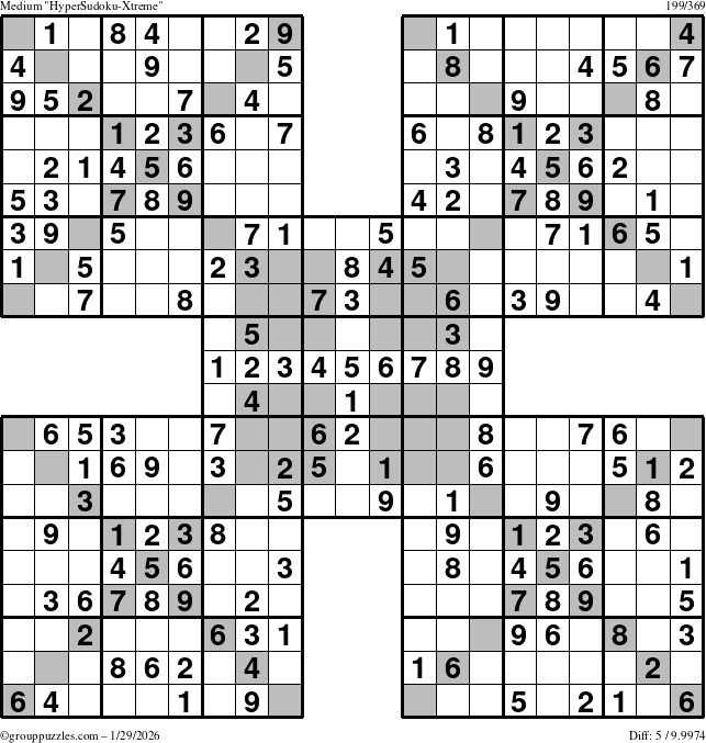 The grouppuzzles.com Medium cover-HyperXtreme puzzle for Thursday January 29, 2026