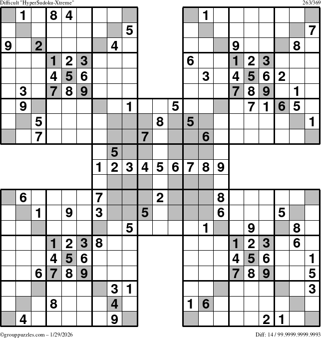 The grouppuzzles.com Difficult cover-HyperXtreme puzzle for Thursday January 29, 2026