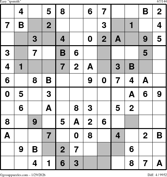 The grouppuzzles.com Easy tpsmith puzzle for Thursday January 29, 2026