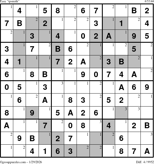 The grouppuzzles.com Easy tpsmith puzzle for Thursday January 29, 2026 with the first 3 steps marked