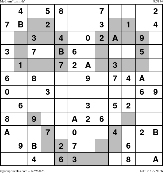 The grouppuzzles.com Medium tpsmith puzzle for Thursday January 29, 2026