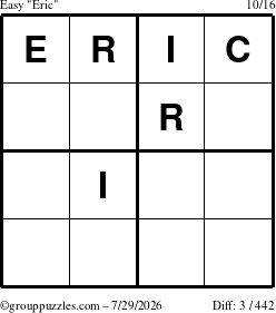 The grouppuzzles.com Easy Eric puzzle for Wednesday July 29, 2026
