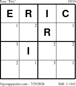 The grouppuzzles.com Easy Eric puzzle for Wednesday July 29, 2026 with the first 3 steps marked