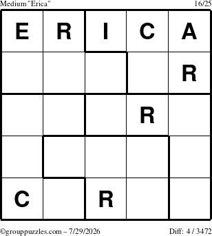 The grouppuzzles.com Medium Erica puzzle for Wednesday July 29, 2026