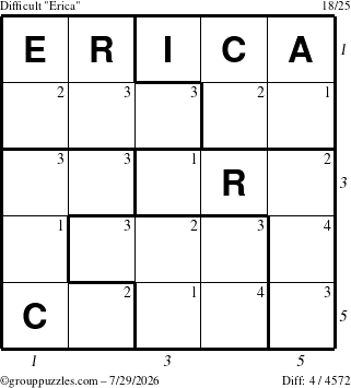 The grouppuzzles.com Difficult Erica puzzle for Wednesday July 29, 2026 with all 4 steps marked