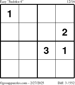 The grouppuzzles.com Easy Sudoku-4 puzzle for Thursday February 27, 2025