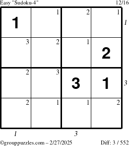 The grouppuzzles.com Easy Sudoku-4 puzzle for Thursday February 27, 2025 with all 3 steps marked