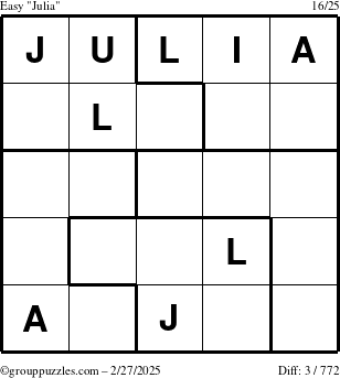 The grouppuzzles.com Easy Julia puzzle for Thursday February 27, 2025