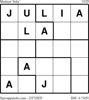 The grouppuzzles.com Medium Julia puzzle for Thursday February 27, 2025