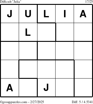 The grouppuzzles.com Difficult Julia puzzle for Thursday February 27, 2025