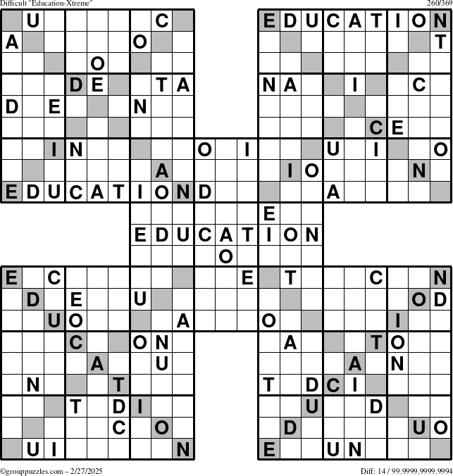 The grouppuzzles.com Difficult Education-Xtreme puzzle for Thursday February 27, 2025