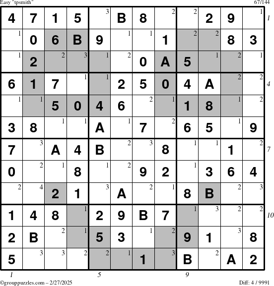 The grouppuzzles.com Easy tpsmith puzzle for Thursday February 27, 2025 with all 4 steps marked