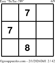 The grouppuzzles.com Easy TicTac-789 puzzle for Sunday February 1, 2026