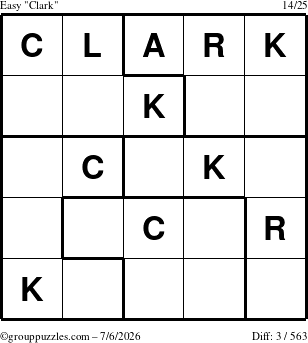 The grouppuzzles.com Easy Clark puzzle for Monday July 6, 2026