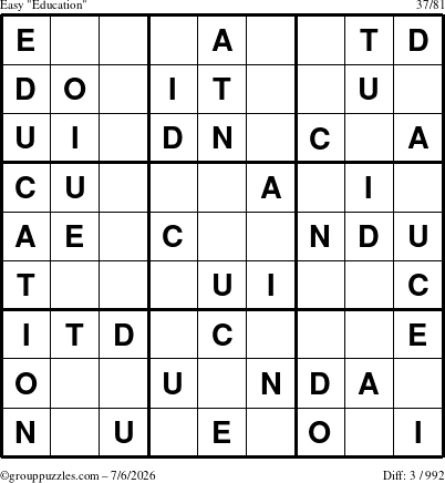 The grouppuzzles.com Easy Education-c1 puzzle for Monday July 6, 2026