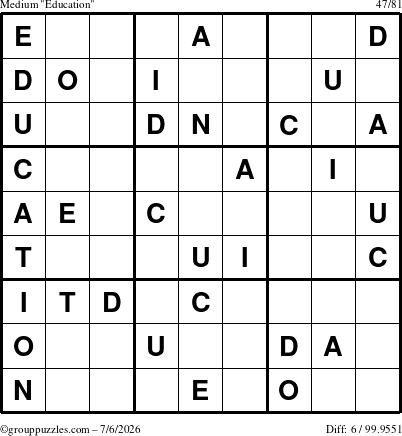 The grouppuzzles.com Medium Education-c1 puzzle for Monday July 6, 2026