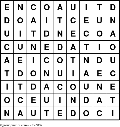The grouppuzzles.com Answer grid for the Education-c1 puzzle for Monday July 6, 2026