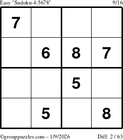 The grouppuzzles.com Easy Sudoku-4-5678 puzzle for Friday January 9, 2026