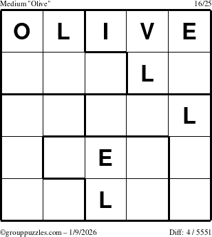 The grouppuzzles.com Medium Olive puzzle for Friday January 9, 2026
