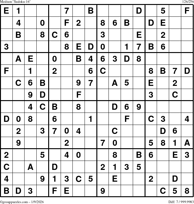 The grouppuzzles.com Medium Sudoku-16 puzzle for Friday January 9, 2026