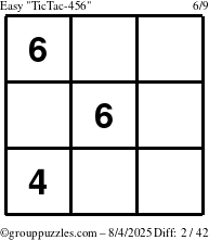 The grouppuzzles.com Easy TicTac-456 puzzle for Monday August 4, 2025